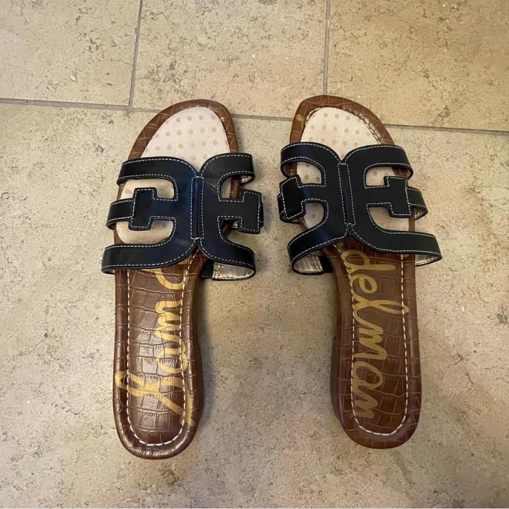 Sam Edelman Black and Brown Slide Sandals